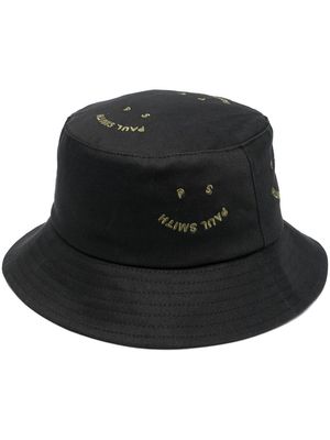 PS Paul Smith logo-embroidered organic cotton bucket hat - Black