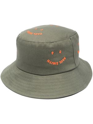 PS Paul Smith logo-embroidered organic cotton bucket hat - Green