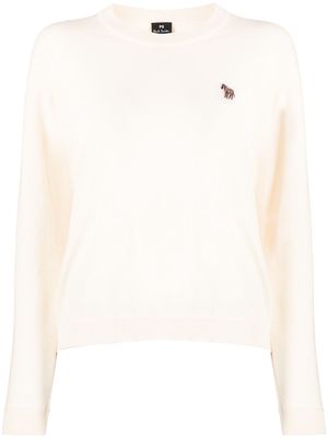 PS Paul Smith logo-embroidered organic-cotton jumper - White