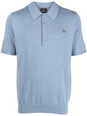 PS Paul Smith logo-patch organic cotton polo shirt - Blue