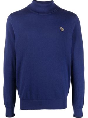 PS Paul Smith logo-patch roll neck jumper - BLUE