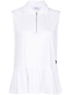 PS Paul Smith logo-patch sleeveless polo top - White