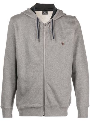 PS Paul Smith logo-patch zip-up cotton hoodie - Grey