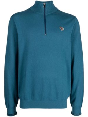PS Paul Smith logo-patch zip-up jumper - Blue