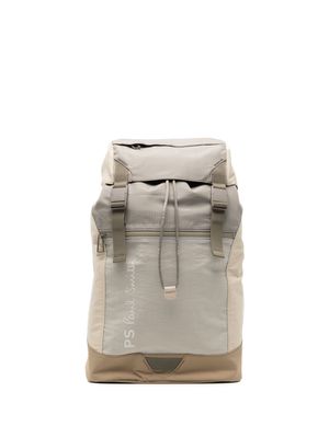 PS Paul Smith logo-print ripstop backpack - Neutrals