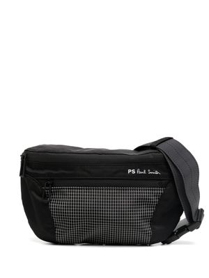 PS Paul Smith logo-print ripstop-panel shoulder bag - Black