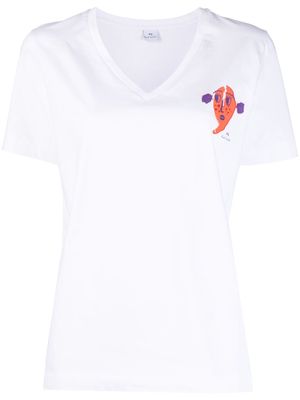 PS Paul Smith logo-print V-neck T-shirt - White