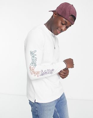 PS Paul Smith long sleeve top with happy face skattered graphics in white