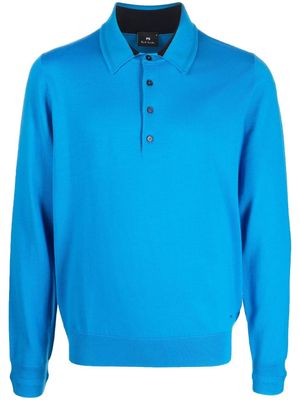 PS Paul Smith long-sleeved knitted polo shirt - Blue