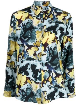 PS Paul Smith marbled-pattern long-sleeve shirt - Blue