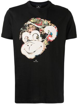PS Paul Smith monkey-print short-sleeved T-shirt - Black