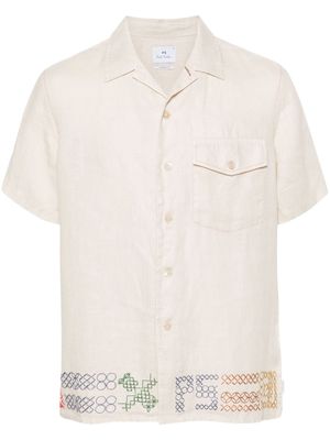 PS Paul Smith motif-embroidered linen shirt - Neutrals