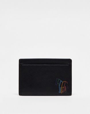 PS Paul Smith outline zebra brown leather credit card wallet in black