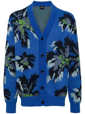 PS Paul Smith Palmera-jacquard V-neck cardigan - Blue