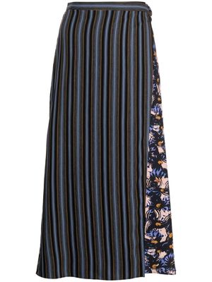 PS Paul Smith panelled stripe-print skirt - Blue