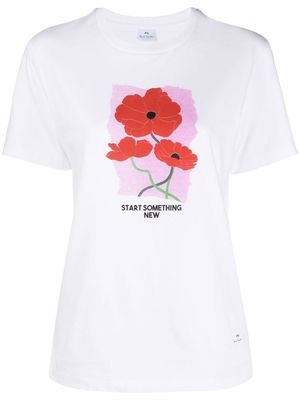 PS Paul Smith poppy-print organic cotton T-shirt - White