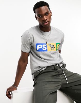 PS Paul Smith ps8 zebra logo t-shirt in gray heather