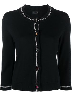 PS Paul Smith ribbed-knit wool cardigan - Black
