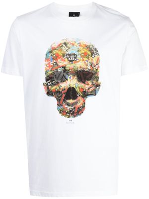 PS Paul Smith Sticker Skull organic-cotton T-shirt - White