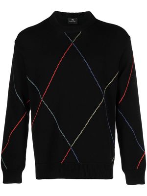 PS Paul Smith stripe-detail crew-neck jumper - Black