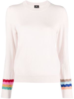PS Paul Smith stripe-detail fine-ribbed jumper - Pink
