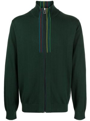 PS Paul Smith stripe-detail zip-up cardigan - Green