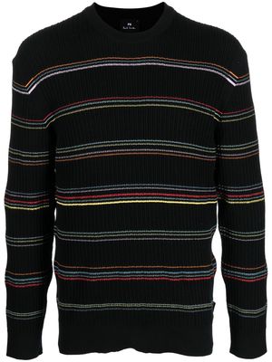 PS Paul Smith stripe-embroidered cotton sweatshirt - Black