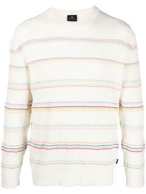 PS Paul Smith stripe-embroidered cotton sweatshirt - Neutrals