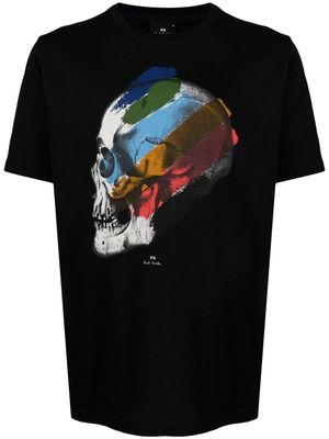 PS Paul Smith Stripe Skull-print organic cotton T-shirt - Black