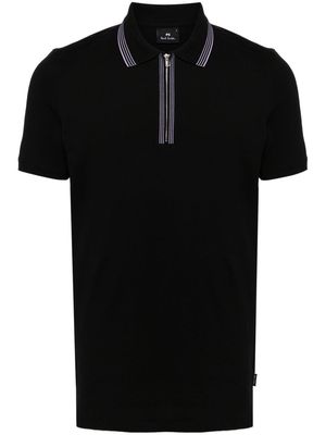 PS Paul Smith striped-collar cotton polo shirt - Black