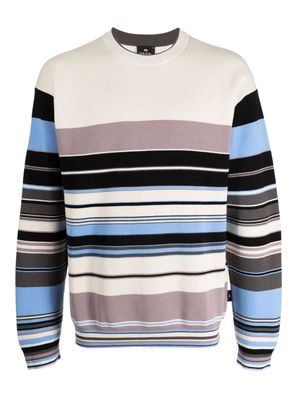 PS Paul Smith striped intarsia-knit jumper - White