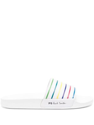 PS Paul Smith Summit Sports Stripe slides - White