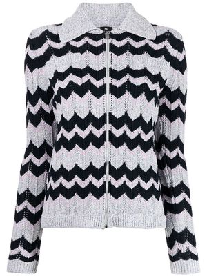PS Paul Smith two-tone zipped-up cardigan - Blue