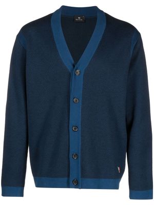 PS Paul Smith V-neck organic-cotton cardigan - Blue