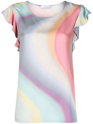PS Paul Smith wave-print flutter-sleeve top - Pink