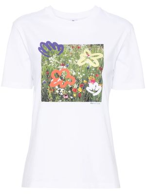 PS Paul Smith Wild Flowers cotton T-shirt - White