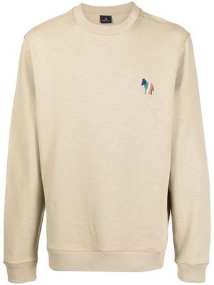 PS Paul Smith zebra-embroidered crew-neck sweatshirt - Neutrals