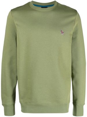PS Paul Smith Zebra logo-patch organic-cotton sweatshirt - Green