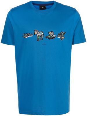 PS Paul Smith Zebra-motif short-sleeved T-shirt - Blue