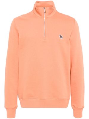 PS Paul Smith zebra-patch half-zip cotton sweatshirt - Orange