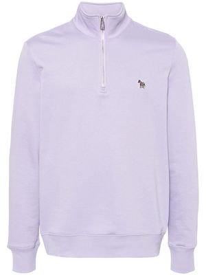 PS Paul Smith zebra-patch half-zip cotton sweatshirt - Purple