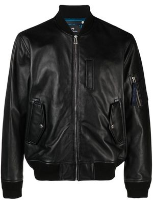 PS Paul Smith zipped-up leather bomber jacket - Black