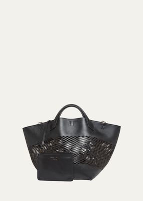 PS1 Large Perforated Leather Tote Bag