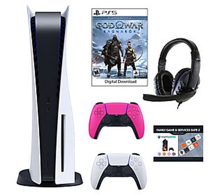 PS5 Console God of War Ragnarok, 2 Controllers, Headset, Vouche