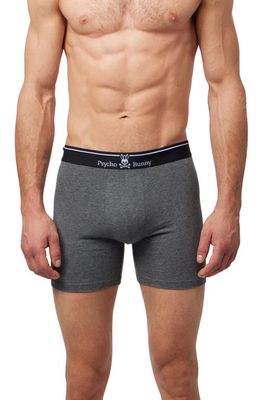 Psycho Bunny 2-Pack Stretch Cotton & Modal Boxer Briefs in Mixed Grey Black