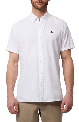 Psycho Bunny Alton Seersucker Short Sleeve Button-Down Shirt in White