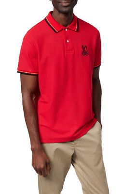 Psycho Bunny Apple Valley Tipped Piqué Polo in Brilliant Red