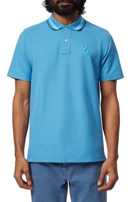 Psycho Bunny Athens Tipped Pima Cotton Piqué Polo in Cool Blue