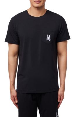 Psycho Bunny Bunny Logo Embroidered Pocket Pima Cotton Lounge T-Shirt in Black