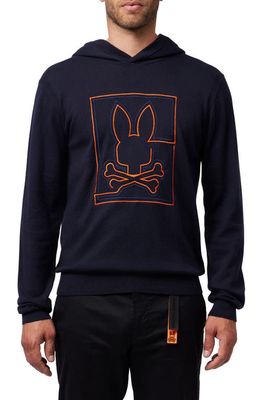 Psycho Bunny Chester Embroidered Hooded Sweater in Navy